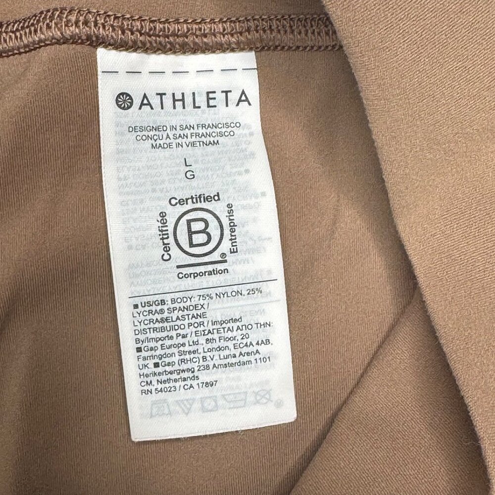 Athleta 533441 Transcend Stash Crop Straight Leg Pant L Tan Nylon Spandex Blend - Picture 3 of 16